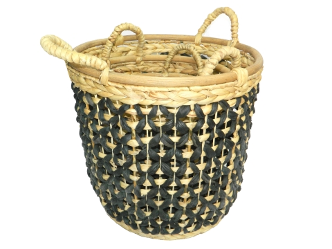 3pc water hyacinth storage with rattan rim